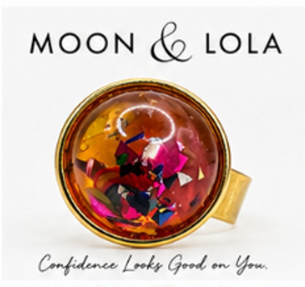 Moon & Lola Confetti Gold Adjustable Dome Cocktail Statement Ring